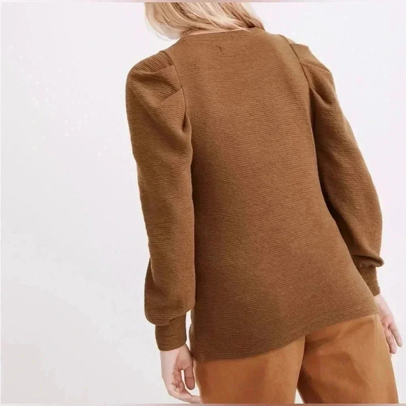 Madewell Pleated Statement-Sleeve Top in Black Size Extra Small - Picture 7 of 12